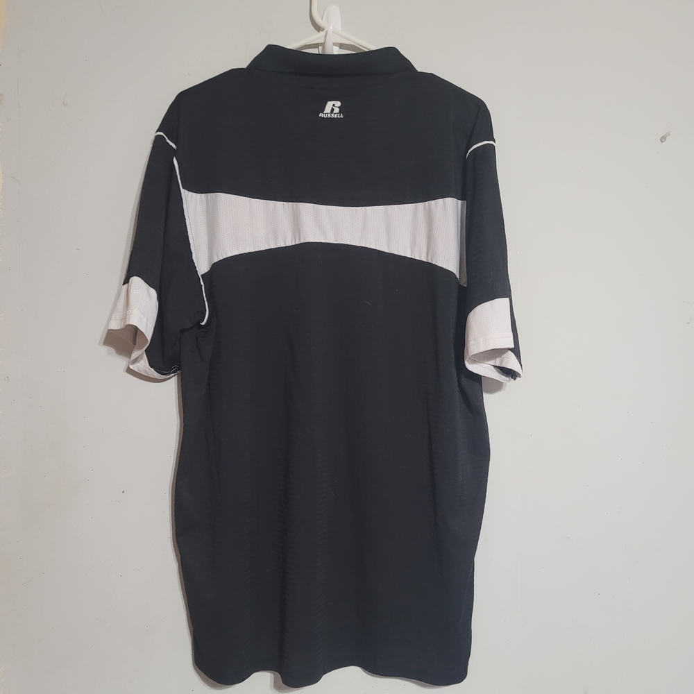 UNI Northern Iowa Panthers Polo Shirt Large Black Purple Gold Basketball Russell - Picture 3 of 3